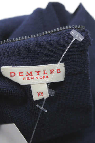 Demylee Women A-Line Wool Blue Skirt Short Zip Solid Fall Size XS