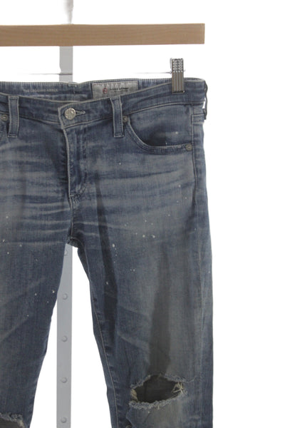AG Adriano Goldschmied Women Ankle Distressed Jeans Blue Button Fly Size 28
