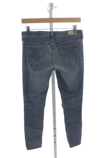 AG Adriano Goldschmied Women Ankle Distressed Jeans Blue Button Fly Size 28