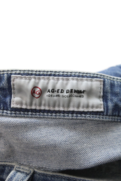 AG Adriano Goldschmied Women Ankle Distressed Jeans Blue Button Fly Size 28