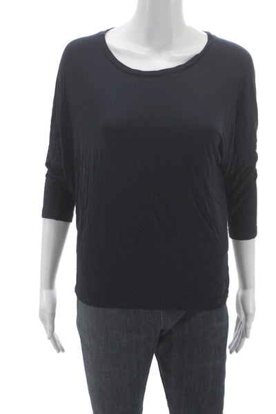 Vince Womens Black Jersey T-Shirt Scoop Neck 3/4 Sleeve Size S