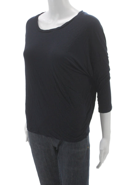 Vince Womens Black Jersey T-Shirt Scoop Neck 3/4 Sleeve Size S