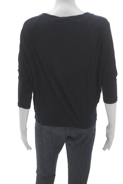 Vince Womens Black Jersey T-Shirt Scoop Neck 3/4 Sleeve Size S