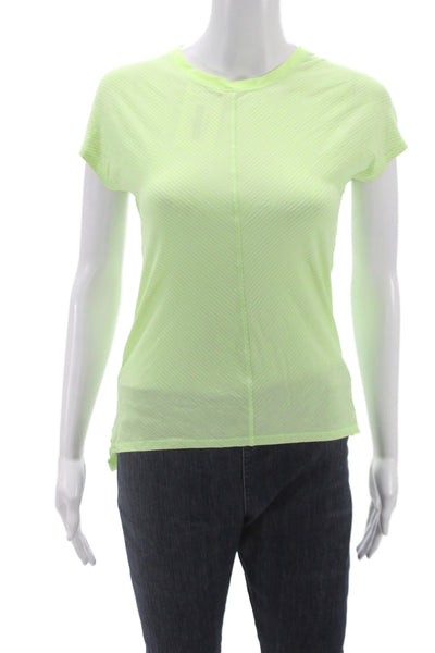 Lululemon Womens Striped Green Crew Neck Basic T-Shirt Athleisure Size 4