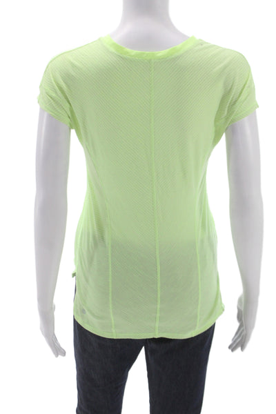 Lululemon Womens Striped Green Crew Neck Basic T-Shirt Athleisure Size 4
