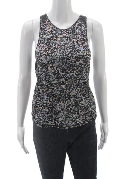 Lululemon Womens Black Floral Sleeveless Basic Tank Round Neck Polyester Size 4