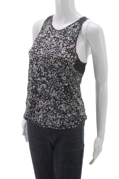 Lululemon Womens Black Floral Sleeveless Basic Tank Round Neck Polyester Size 4