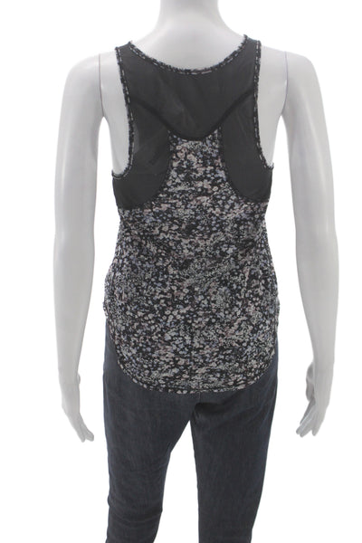 Lululemon Womens Black Floral Sleeveless Basic Tank Round Neck Polyester Size 4