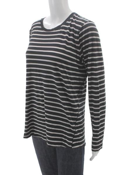 Lululemon Womens Basic Striped Black Long Sleeve Crew Neck T-Shirt Size 6