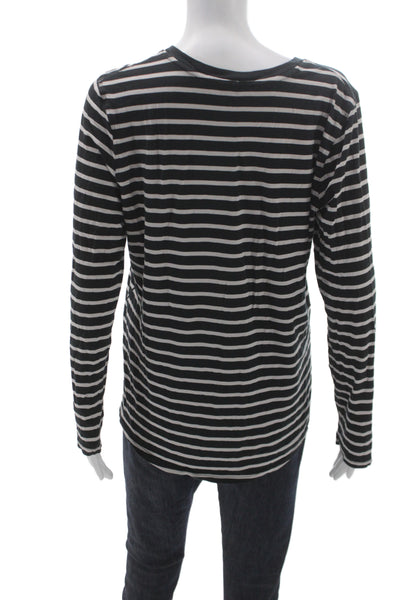 Lululemon Womens Basic Striped Black Long Sleeve Crew Neck T-Shirt Size 6