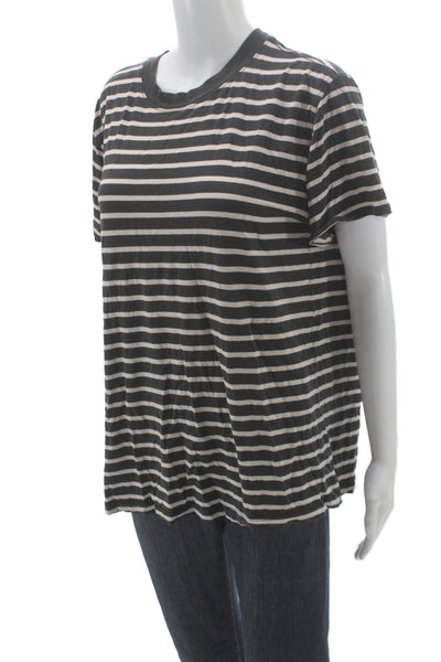 Lululemon Womens Striped Cotton Crew Neck Basic T-Shirt Short Sleeve Size 8
