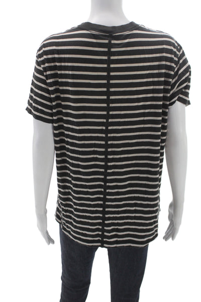 Lululemon Womens Striped Cotton Crew Neck Basic T-Shirt Short Sleeve Size 8