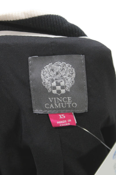 Vince Camuto Women Bomber Jacket Black Floral Polyester Zip Long Sleeve Size XS