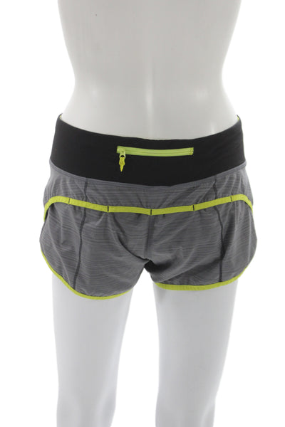 Lululemon Womens Athletic Shorts Black Polyester Colorblock Zip Size 4