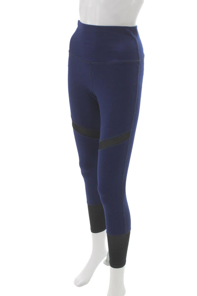 Electric & Rose Women Blue Colorblock Capri Leggings Athleisure Size M