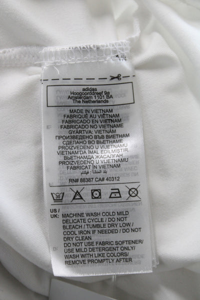 Adidas Women Mock Neck Long Sleeve Pullover Top White Polyester Zip Size M