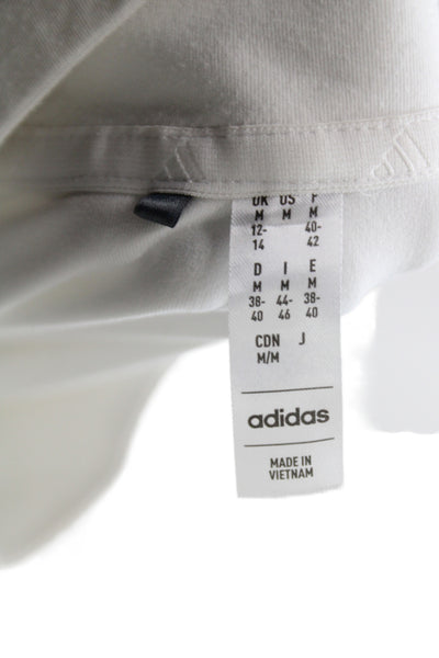 Adidas Women Mock Neck Long Sleeve Pullover Top White Polyester Zip Size M