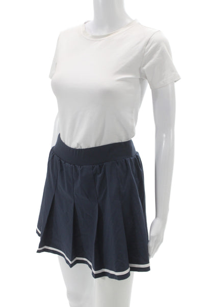 Varley Womens Athleisure Mini Skort Blue Recycled Polyester Pull On Size XS