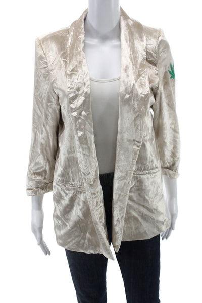 Habitual Women Basic Jacket Beige Open Front 3/4 Sleeve Grateful Dead Size 2