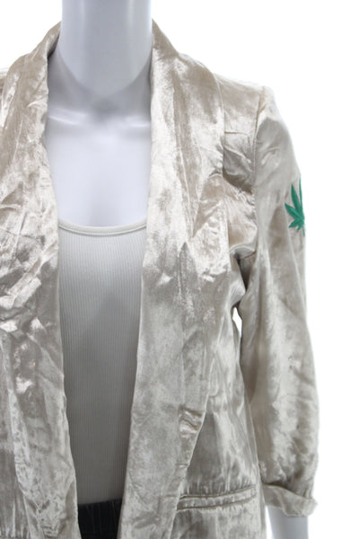Habitual Women Basic Jacket Beige Open Front 3/4 Sleeve Grateful Dead Size 2