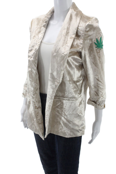 Habitual Women Basic Jacket Beige Open Front 3/4 Sleeve Grateful Dead Size 2