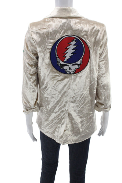 Habitual Women Basic Jacket Beige Open Front 3/4 Sleeve Grateful Dead Size 2