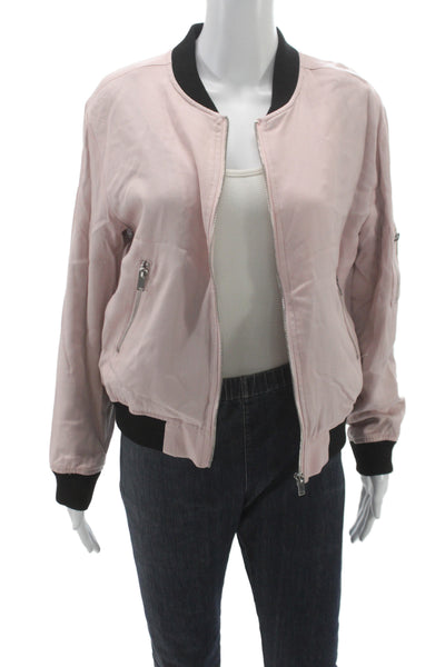 Rebel Wilson x Angels Womens Pink Lyocell Bomber Jacket Zip Size S