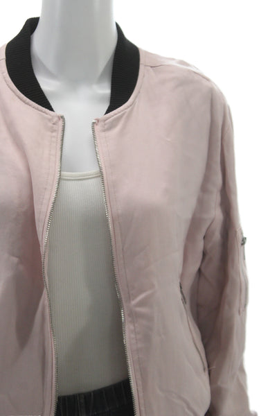 Rebel Wilson x Angels Womens Pink Lyocell Bomber Jacket Zip Size S