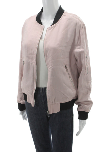 Rebel Wilson x Angels Womens Pink Lyocell Bomber Jacket Zip Size S