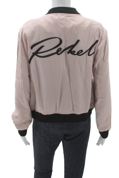 Rebel Wilson x Angels Womens Pink Lyocell Bomber Jacket Zip Size S