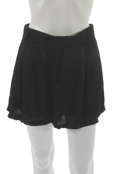 Zara Womens Culotte Shorts Black Viscose Casual Summer Size S