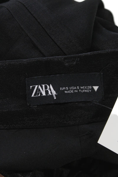 Zara Womens Culotte Shorts Black Viscose Casual Summer Size S