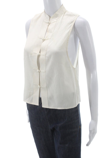 Reformation Womens Basic Ivory High Neck Sleeveless Blouse Surplus Size XS