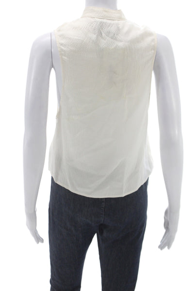 Reformation Womens Basic Ivory High Neck Sleeveless Blouse Surplus Size XS
