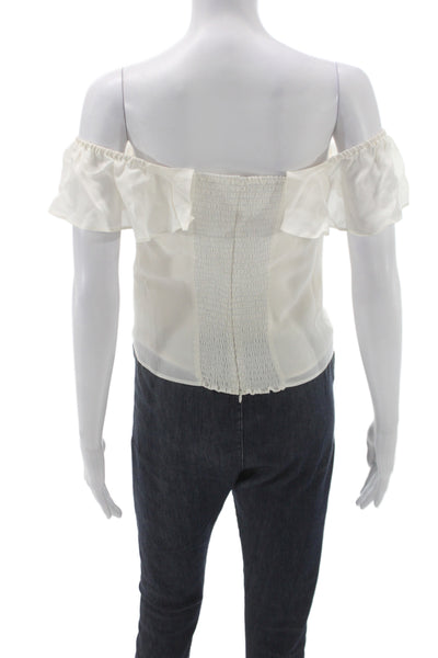 Reformation Women Cropped Ivory Off Shoulder Sleeveless Viscose Blouse Size 8
