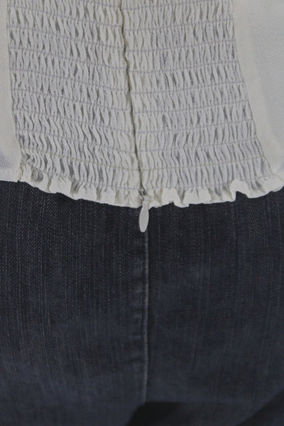 Reformation Women Cropped Ivory Off Shoulder Sleeveless Viscose Blouse Size 8