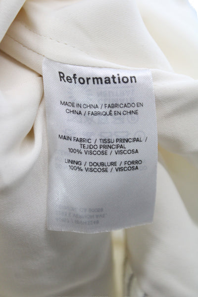 Reformation Women Cropped Ivory Off Shoulder Sleeveless Viscose Blouse Size 8
