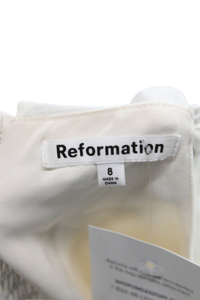 Reformation Women Cropped Ivory Off Shoulder Sleeveless Viscose Blouse Size 8