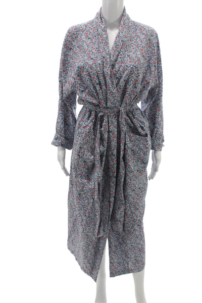 Polo Ralph Lauren Women Kimono Robe Blue Floral V-Neck Size S