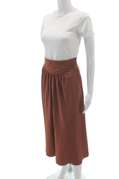 Wilfred Women A-Line Brown Silk Midi Skirt Bohemian Pull On Size XS