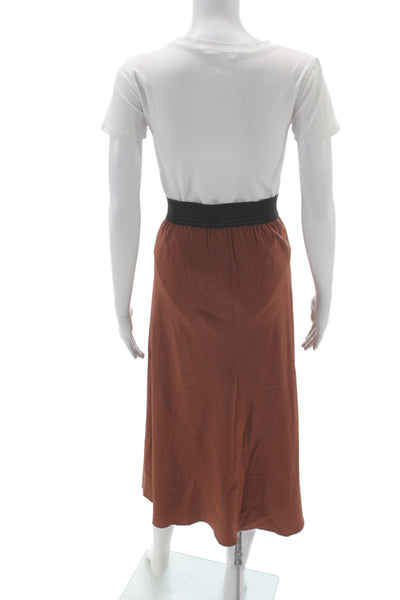 Wilfred Women A-Line Brown Silk Midi Skirt Bohemian Pull On Size XS
