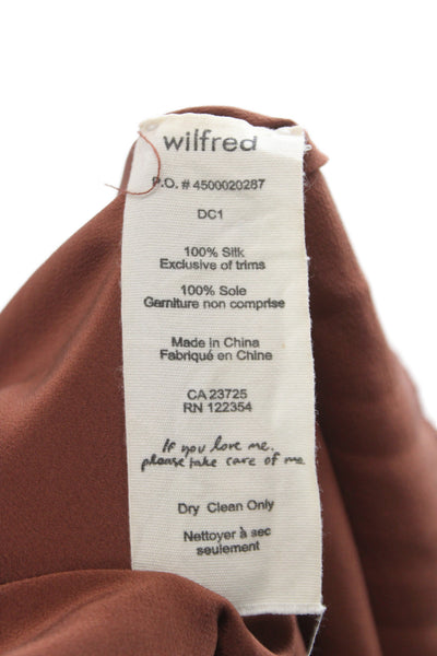 Wilfred Women A-Line Brown Silk Midi Skirt Bohemian Pull On Size XS