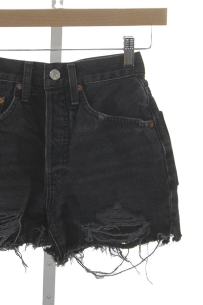 Re/Done Womens Cut-Off Black Cotton Shorts Size 23
