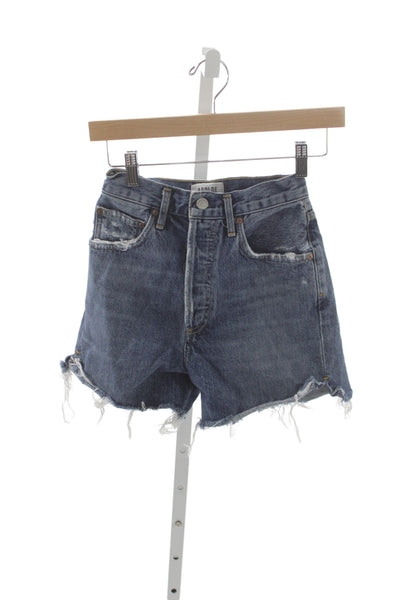 Agolde Womens Cut-Off Shorts Blue 100% Cotton Button Size 24