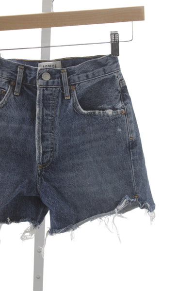 Agolde Womens Cut-Off Shorts Blue 100% Cotton Button Size 24