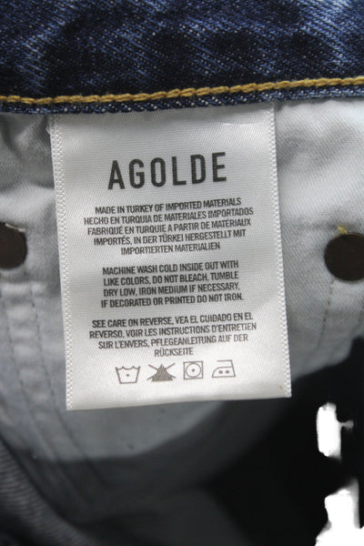 Agolde Womens Cut-Off Shorts Blue 100% Cotton Button Size 24