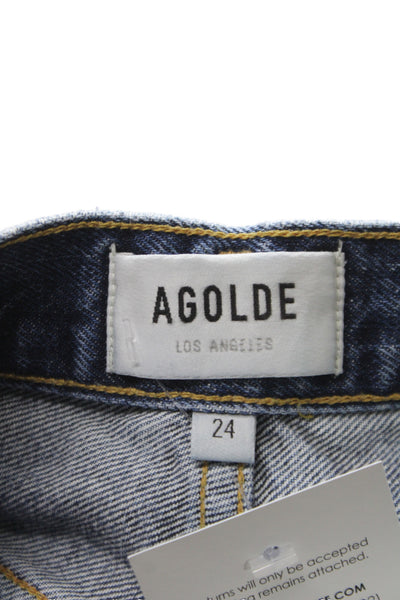 Agolde Womens Cut-Off Shorts Blue 100% Cotton Button Size 24