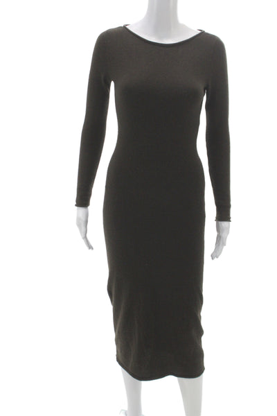 Ralph Lauren Womens Bodycon Brown Knit Long Sleeve Scoop Neck Dress Size S