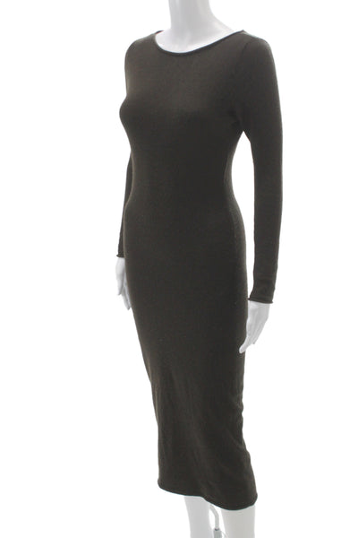 Ralph Lauren Womens Bodycon Brown Knit Long Sleeve Scoop Neck Dress Size S