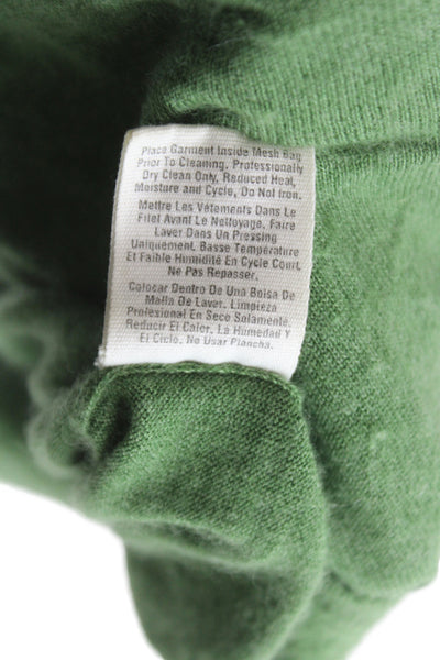 DKNY Womens Short Sleeve Crew Neck 100% Cashmere Pullover Sweater Green Size PP